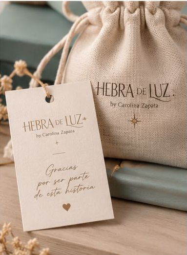 Bolsa de lino y etiqueta Gracias por ser parte de esta historia
